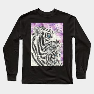 White tiger and baby tiger  cat Long Sleeve T-Shirt